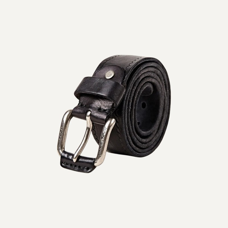 Ceinture Homme en Cuir Vintage avec Boucle Authentique en Acier