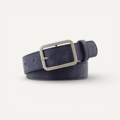 Ceinture Femme en Cuir Suédé à Boucle Rectangulaire Argentée