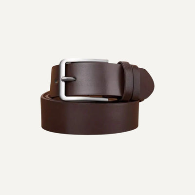 Ceinture Homme en Cuir Noir et Marron avec Boucle Classique en Acier