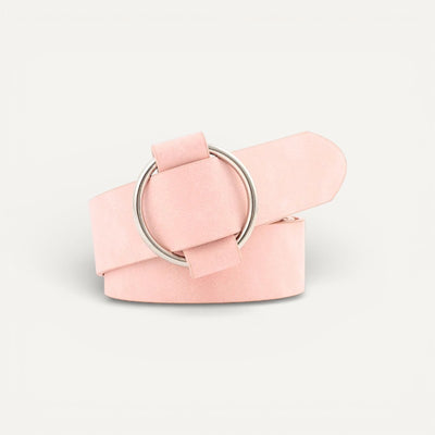 Ceinture Femme en Cuir Suédé à Boucle Ronde Métallique