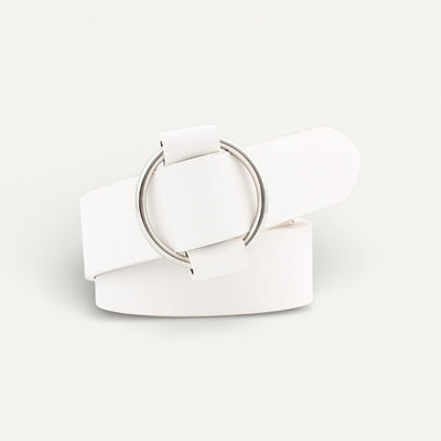 Ceinture Femme en Cuir Suédé à Boucle Ronde Métallique