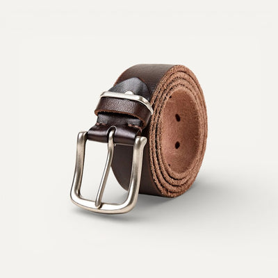 Ceinture Homme en Cuir avec Boucle Vintage en Acier