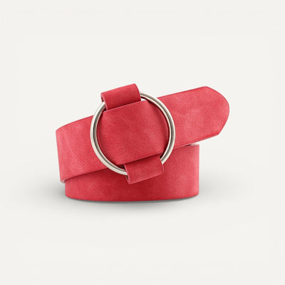 Ceinture Femme en Cuir Suédé à Boucle Ronde Métallique