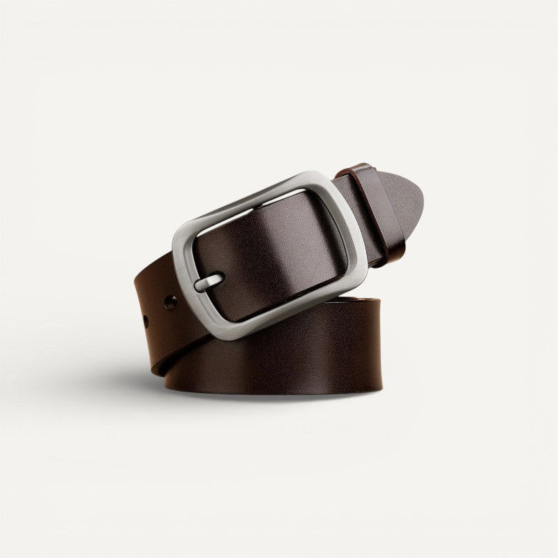 Ceinture Homme en Cuir avec Boucle Classique Argentée
