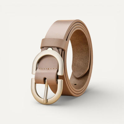 Ceinture Femme en Cuir à Boucle Ovale Argentée