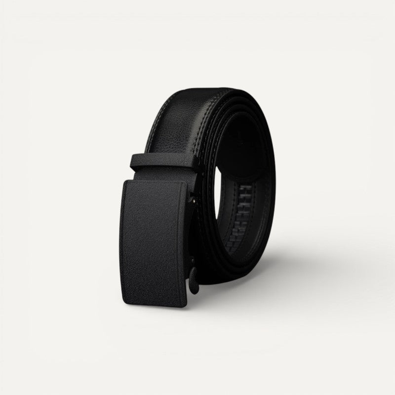 Ceinture Homme en Cuir Noir avec Boucle Automatique Minimaliste