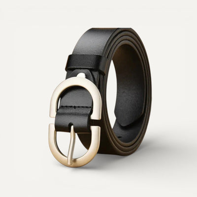 Ceinture Femme en Cuir à Boucle Ovale Argentée