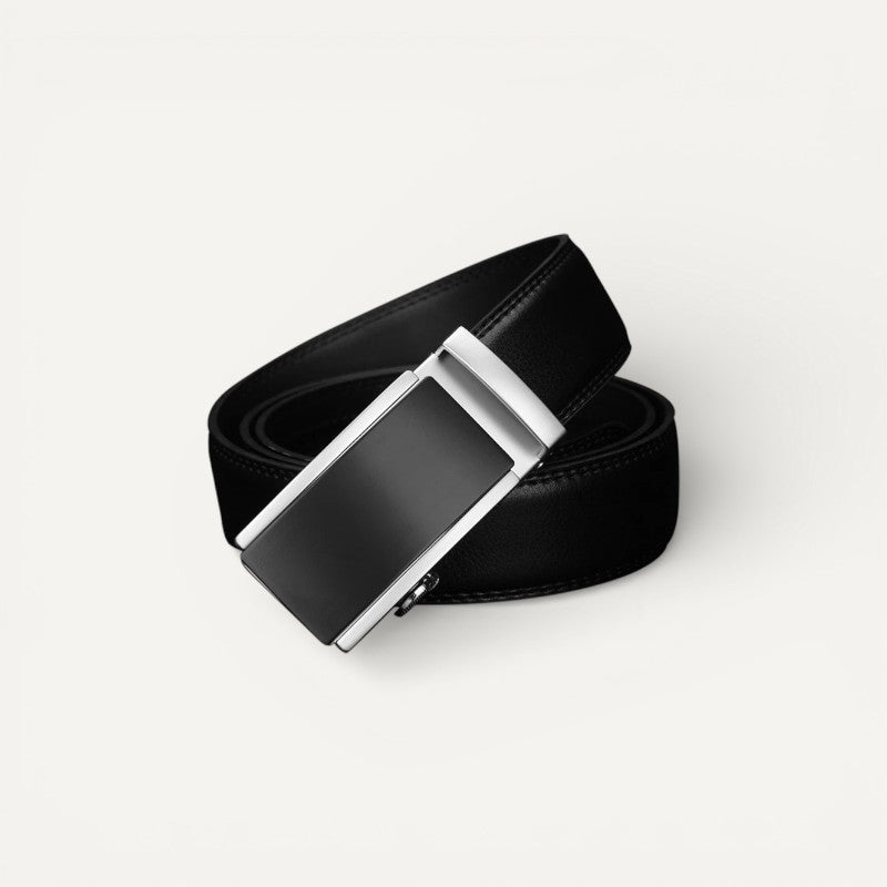 Ceinture Homme en Cuir Noir avec Boucle Automatique Élégante