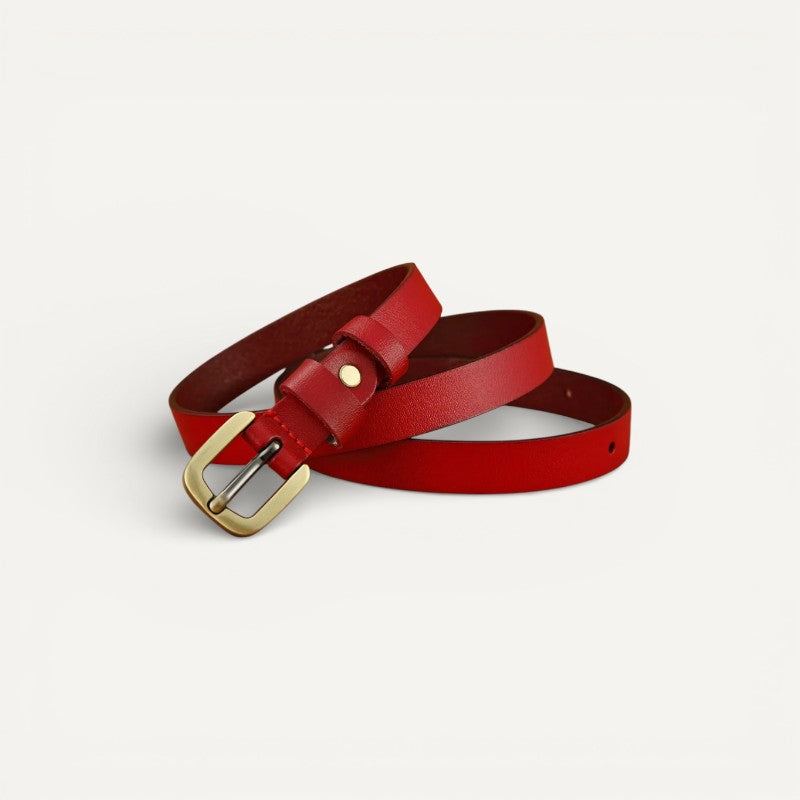 Ceinture Femme en Cuir Lisse à Boucle Dorée Classique