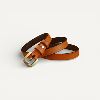 Ceinture Femme en Cuir Lisse à Boucle Dorée Classique