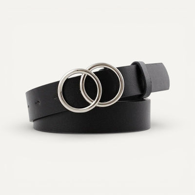 Ceinture Femme en Cuir à Boucle Double Anneau Élégante