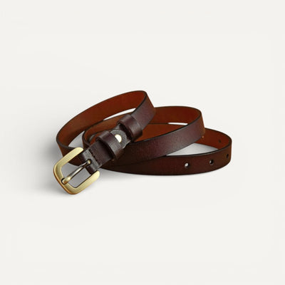 Ceinture Femme en Cuir Lisse à Boucle Dorée Classique