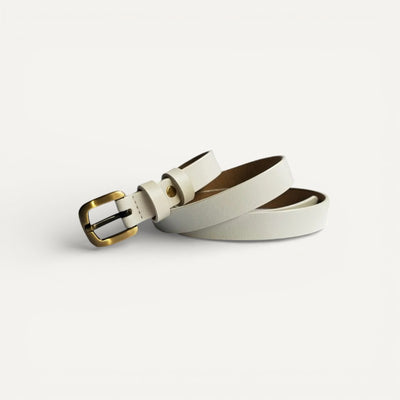 Ceinture Femme en Cuir Lisse à Boucle Dorée Classique