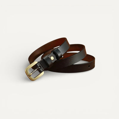 Ceinture Femme en Cuir Lisse à Boucle Dorée Classique