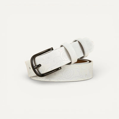 Ceinture Femme en Cuir Gravé à Motifs Floraux