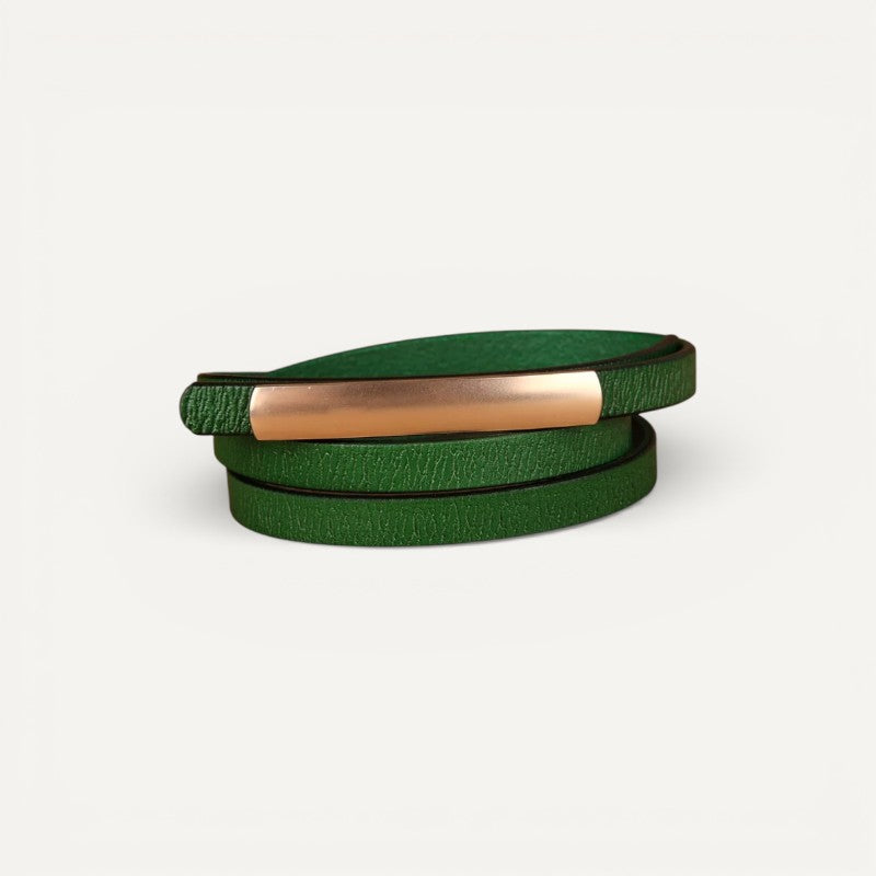 Ceinture Femme en Cuir avec Boucle Minimaliste Dorée
