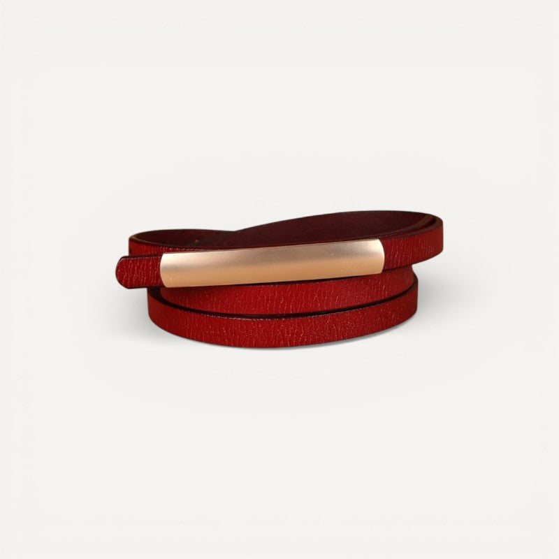 Ceinture Femme en Cuir avec Boucle Minimaliste Dorée