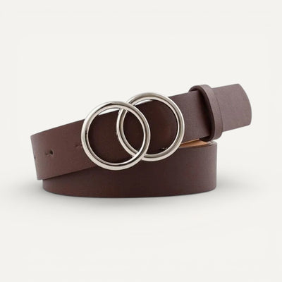 Ceinture Femme en Cuir à Boucle Double Anneau Élégante