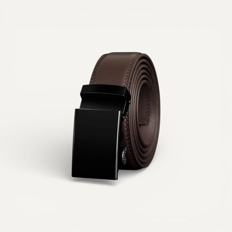 Ceinture Homme en Cuir Lisse à Boucle Automatique Moderne