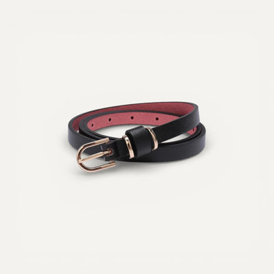 Ceinture Fine en Cuir Femme avec Boucle Dorée Élégante