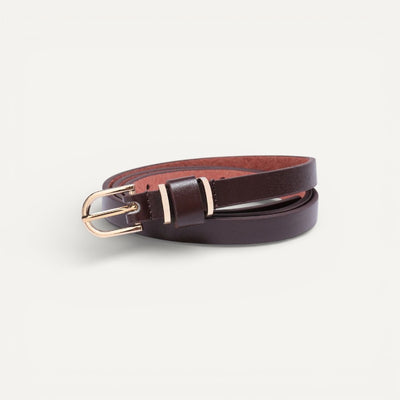 Ceinture Fine en Cuir Femme avec Boucle Dorée Élégante
