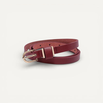 Ceinture Fine en Cuir Femme avec Boucle Dorée Élégante