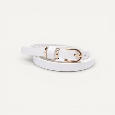 Ceinture Fine en Cuir Femme avec Boucle Dorée Élégante