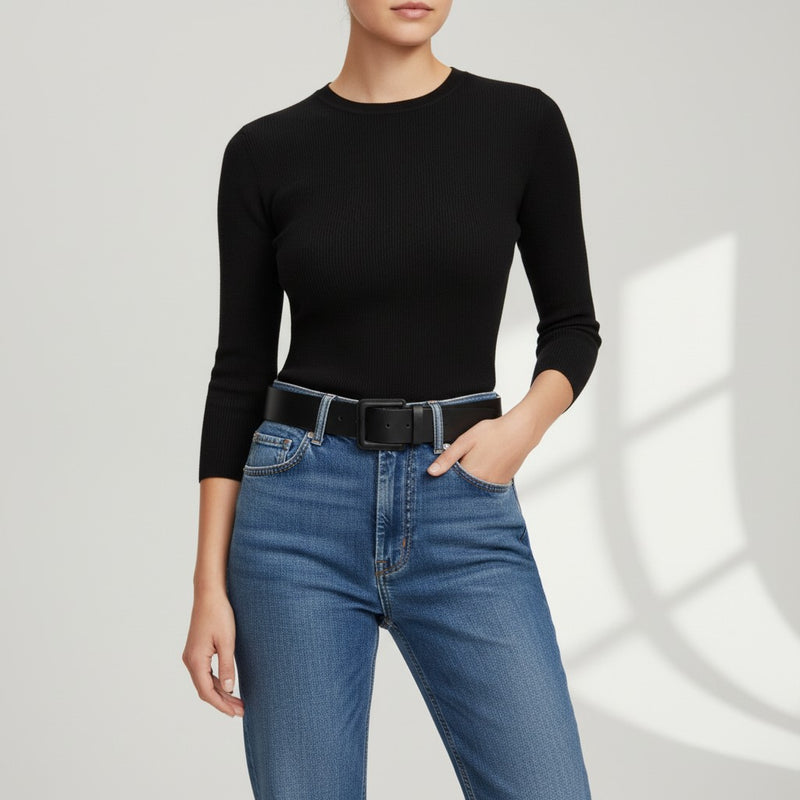 Ceinture Femme en Cuir à Boucle Large Minimaliste