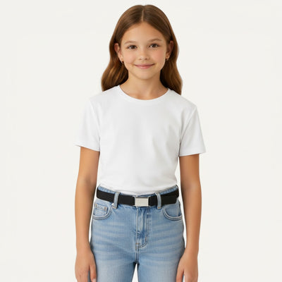 Ceinture Enfant Élastique avec Boucle Plate Métallique