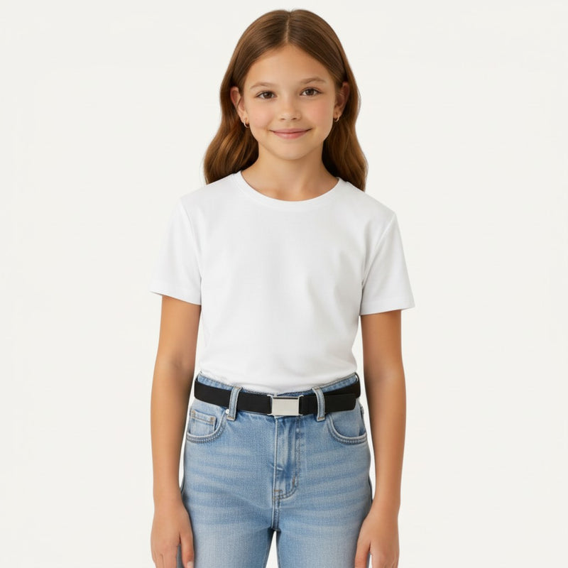 Ceinture Enfant Élastique avec Boucle Plate Métallique