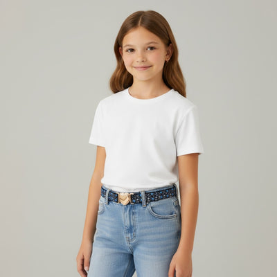 Ceinture Enfant Élastique avec Boucle Cœur